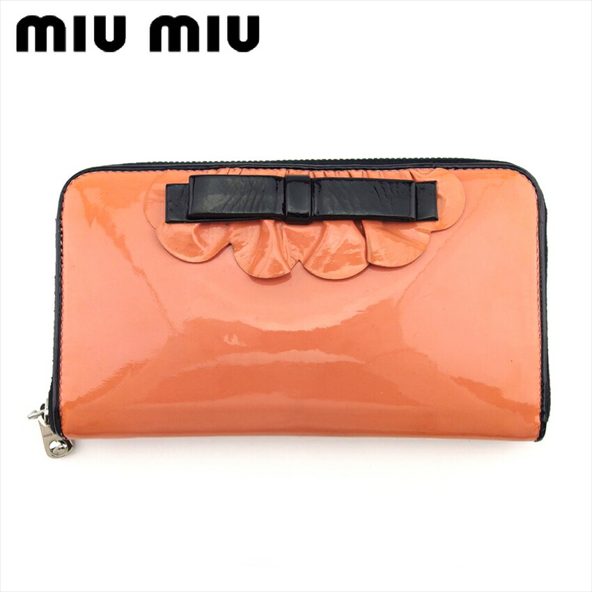 楽天市場】ミュウミュウ MIU MIU 長財布 リボン サーモンピンク