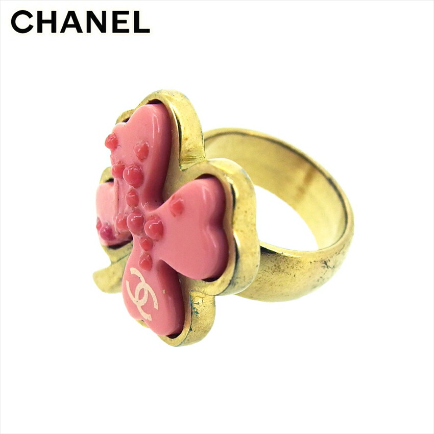 CHANEL　シャネル　ココマーク　プラスチック　クローバー　リング CHANEL 【返品OK】シャネル ココマーク CC クローバー 樹脂