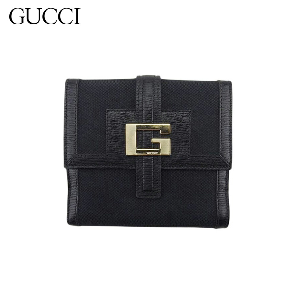 Gucci 黒 レザー 折りたたみ財布 楽天市場】【中古】 グッチ Wホック 財布 二つ折り財布