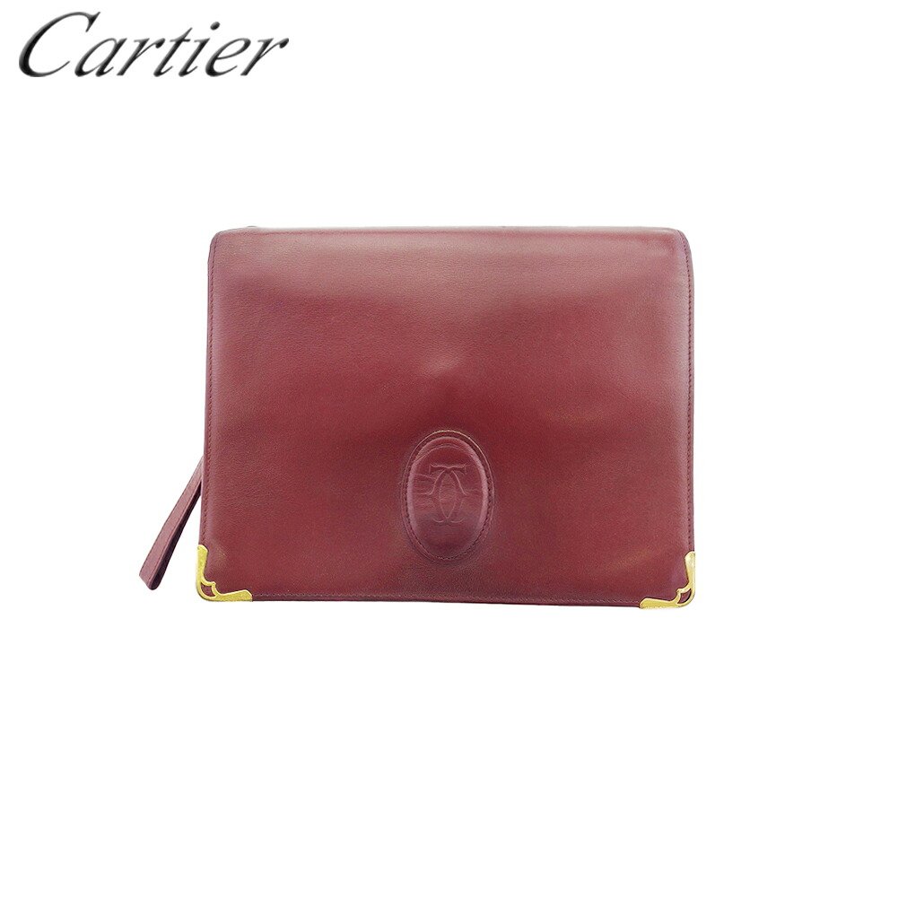 【雨季得SALE★21％OFFクーポン券】【中古】 カルティエ クラッチペダル御徒面子 二つ目 御徒面子 レディース メンズ 船檣伝達ルート ボルドーワイン ゴールド なめし革 Cartier D2577 ブランド名 ご機嫌ブランド名 ヴィンテージ 貨物輸送無料