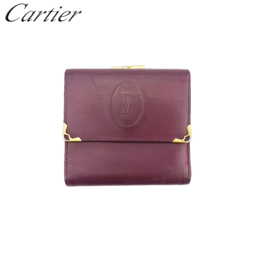 Cartier バーガンディ マストライン三つ折り がま口財布 楽天市場】【中古】Cartier カルティエ マストライン 三つ折り