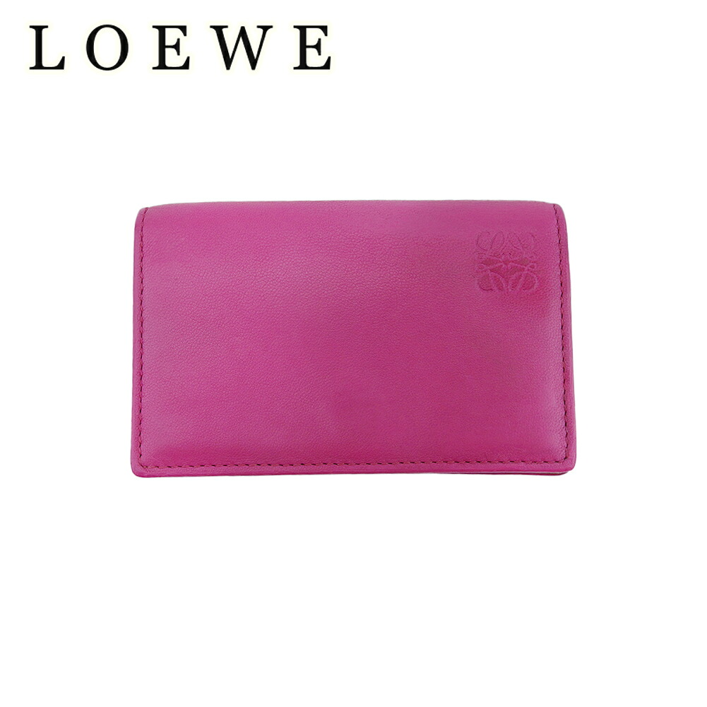 【Fashion Special Fair★24％OFFクーポン】【中古】 ロエベ カードケース 名刺入れ レディース アナグラム ピンク ベージュ ナッパレザー LOEWE D2584 ブランド ハイブランド ヴィンテージ 送料無料