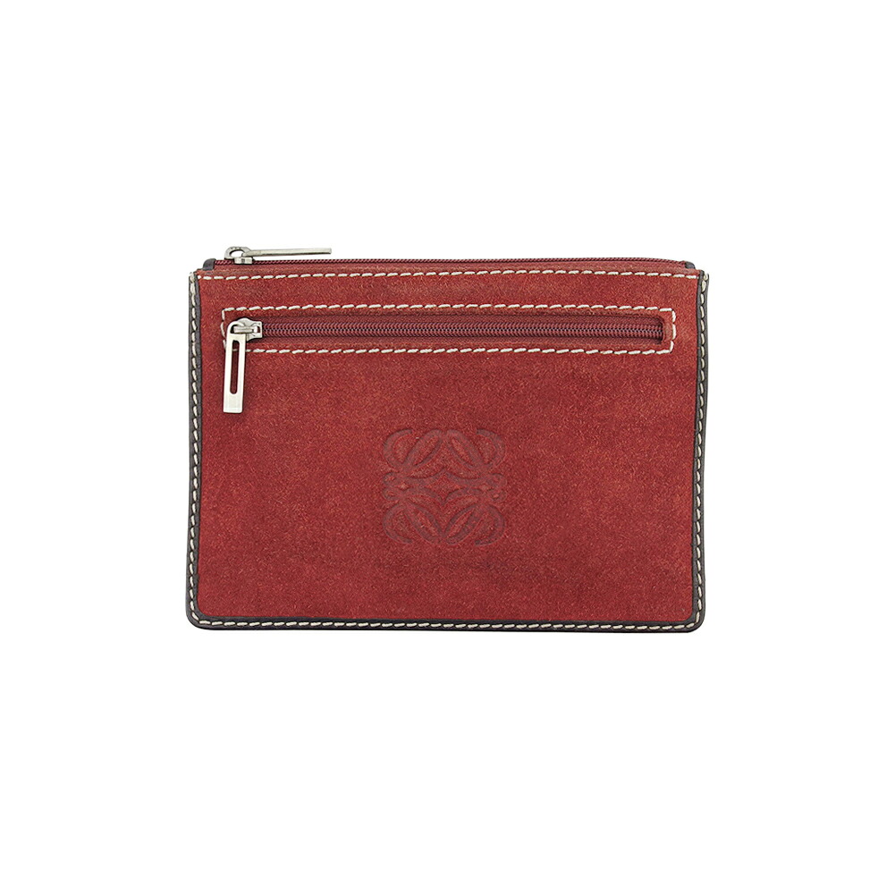 【お買い物マラソン★30％OFFクーポン】【中古】 ロエベ ポーチ 化粧ポーチ 小物入れ レディース メンズ アナグラム レッド ブラウン シルバー スエード LOEWE T22634 ブランド ハイブランド ヴィンテージ 送料無料｜ブランドデポ TOKYO