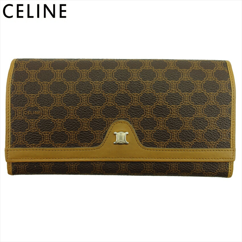CELINE マカダム柄　PVC×レザー　がま口　長財布　ブラウン 楽天市場】【財布】CELINE セリーヌ マカダム柄 がま口長財布