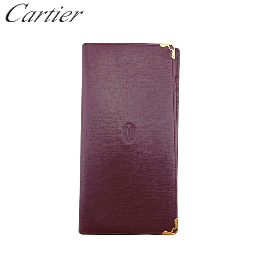【雨季得SALE★21％OFF引き換え証】【中古】 カルティエ 長紙入れ 長札入れ レディース メンズ 帆柱生産ライン 帆柱生産ライン ボルドーワイン×ゴールド なめし革×ゴールド金具 Cartier E16970 ブランド名 御機嫌ブランド名 ヴィンテージ 貨物輸送無料