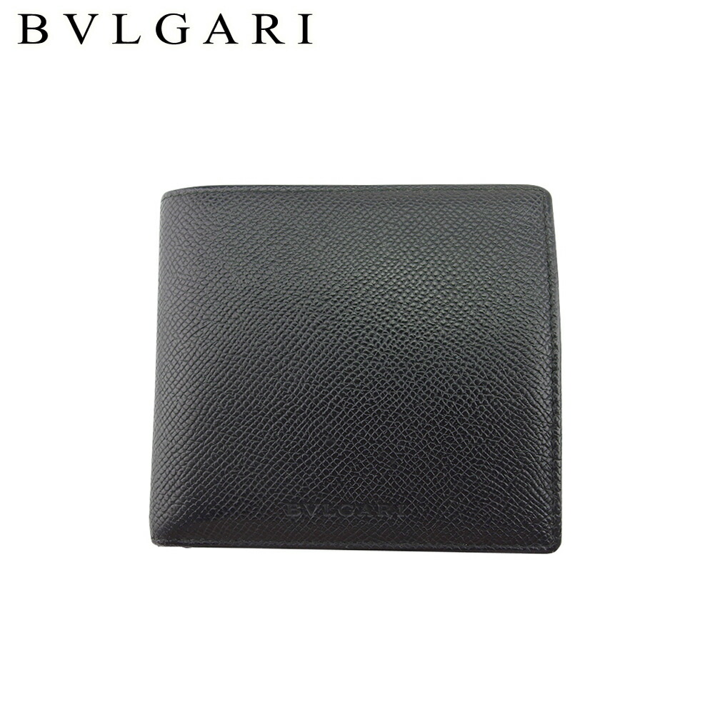 【お買い物マラソン★30％OFFクーポン】【中古】 ブルガリ 二つ折り 財布 メンズ可 ブラック レザー BVLGARI T21879 ブランド ハイブランド ヴィンテージ 送料無料