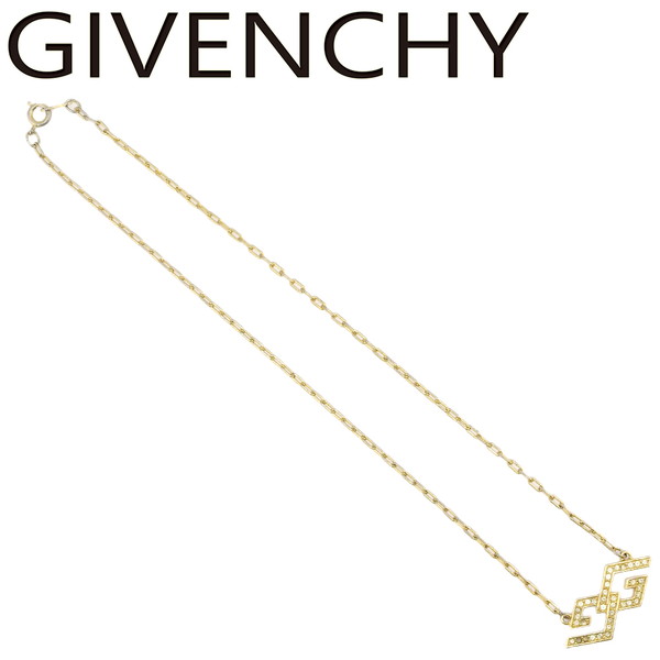 【お買い物マラソン★30％OFFクーポン】【中古】 ジバンシィ ネックレス アクセサリー レディース メンズ ラインストーン ダブルGロゴ ゴールド ゴールド金具×ラインストーン GIVENCHY G17482 ブランド ハイブランド ヴィンテージ 送料無料 20,380円