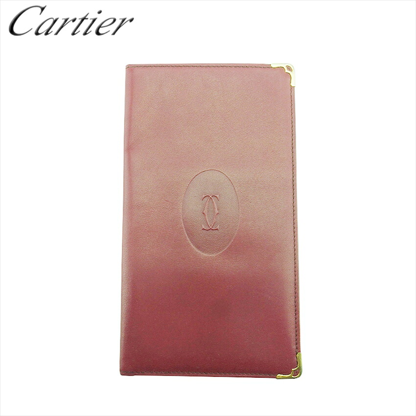 【お買い出しマラソン★30％OFF引き換え証】【中古】 カルティエ 長金入れ 金入れ レディース メンズ 帆檣伝達ルート ボルドーワイン ゴールド なめし革 Cartier C4405 ブランド名 ご機嫌ブランド名 ヴィンテージ 貨物輸送無料 バッグ・小物・ブランド雑貨-レディース財布-財布・ケース