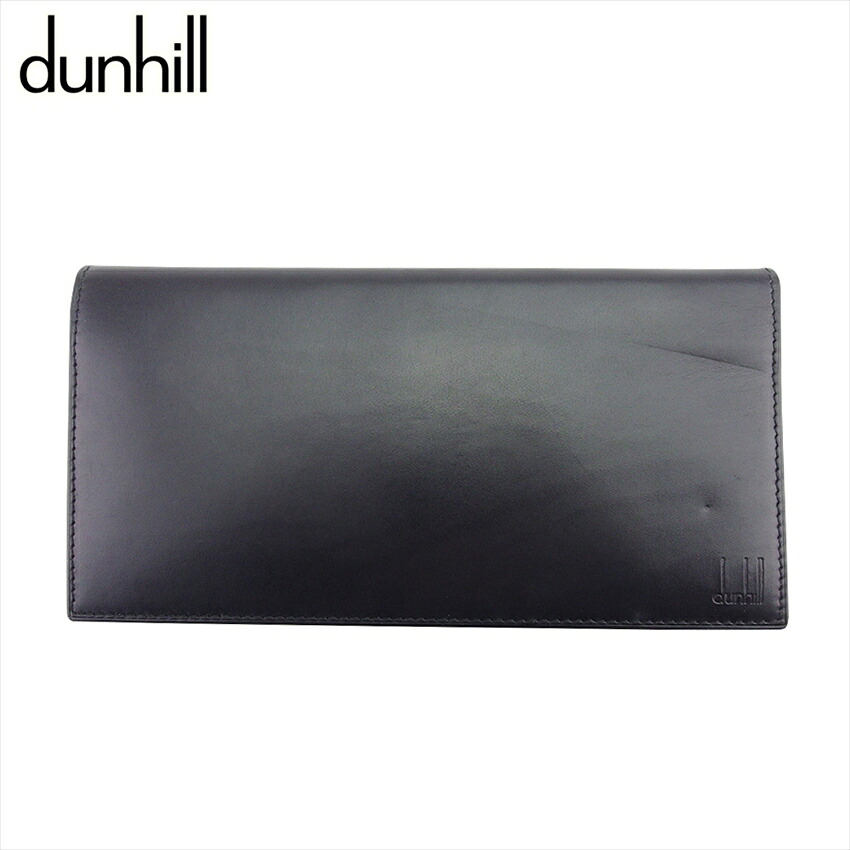 【Fashion Special Fair★24％OFFクーポン】【中古】 ダンヒル 長財布 ファスナー付き 財布 メンズ ロングテールロゴ ブラック レザー dunhill F1868 ブランド ハイブランド ヴィンテージ 送料無料