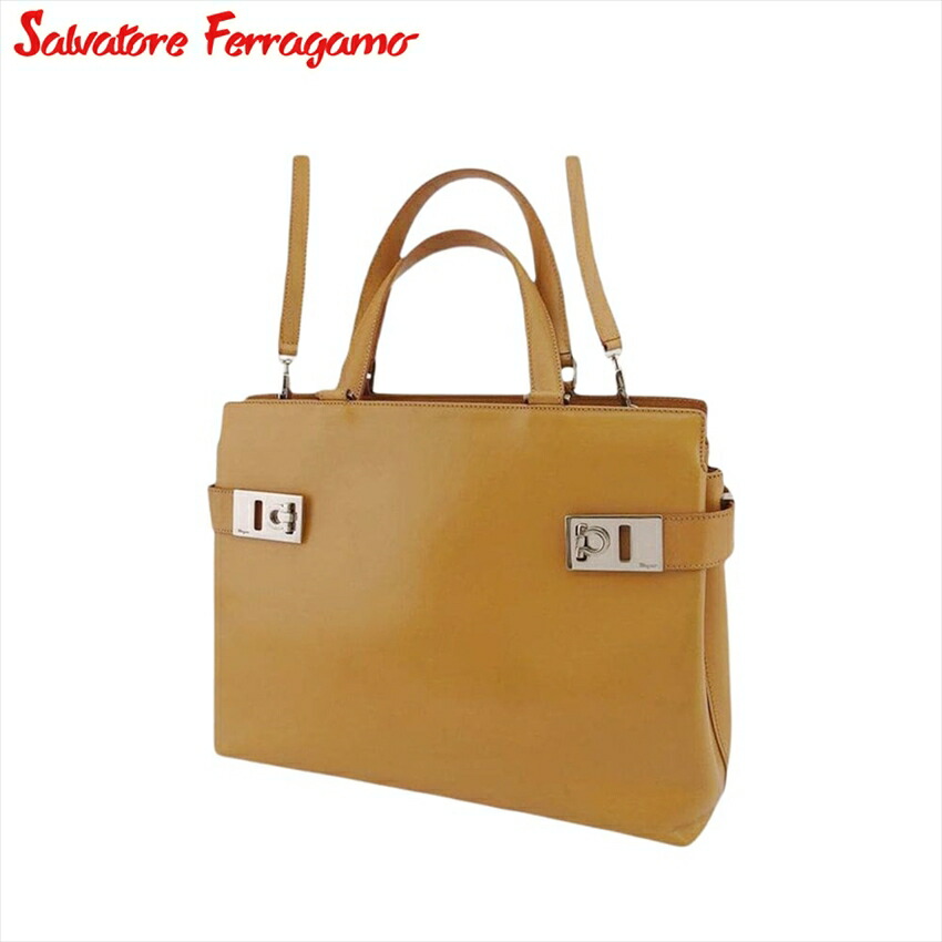 美品✨サルヴァトーレフェラガモ ガンチーニ 2way ハンドバッグ ブラウン 楽天市場】3％OFFクーポン♪ レビュー特典クーポン配布】Salvatore