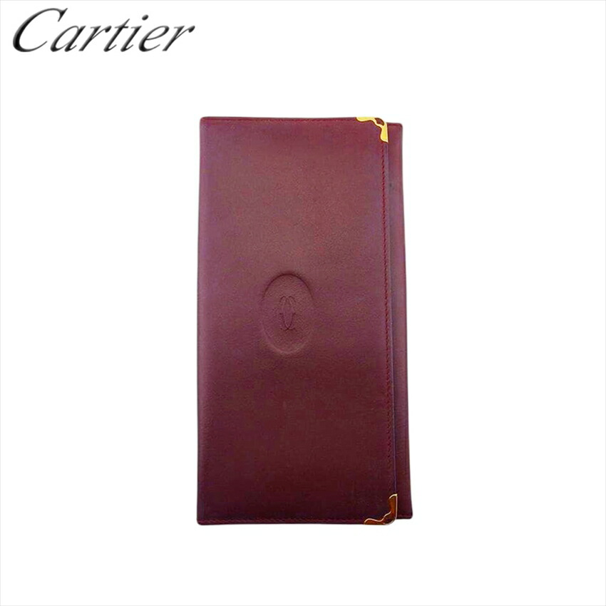 【Fashion Special Fair★24％OFFクーポン】【中古】 カルティエ 二つ折り 財布 長財布 メンズ可 マストライン レザー Cartier T21970 ブランド ハイブランド ヴィンテージ 送料無料