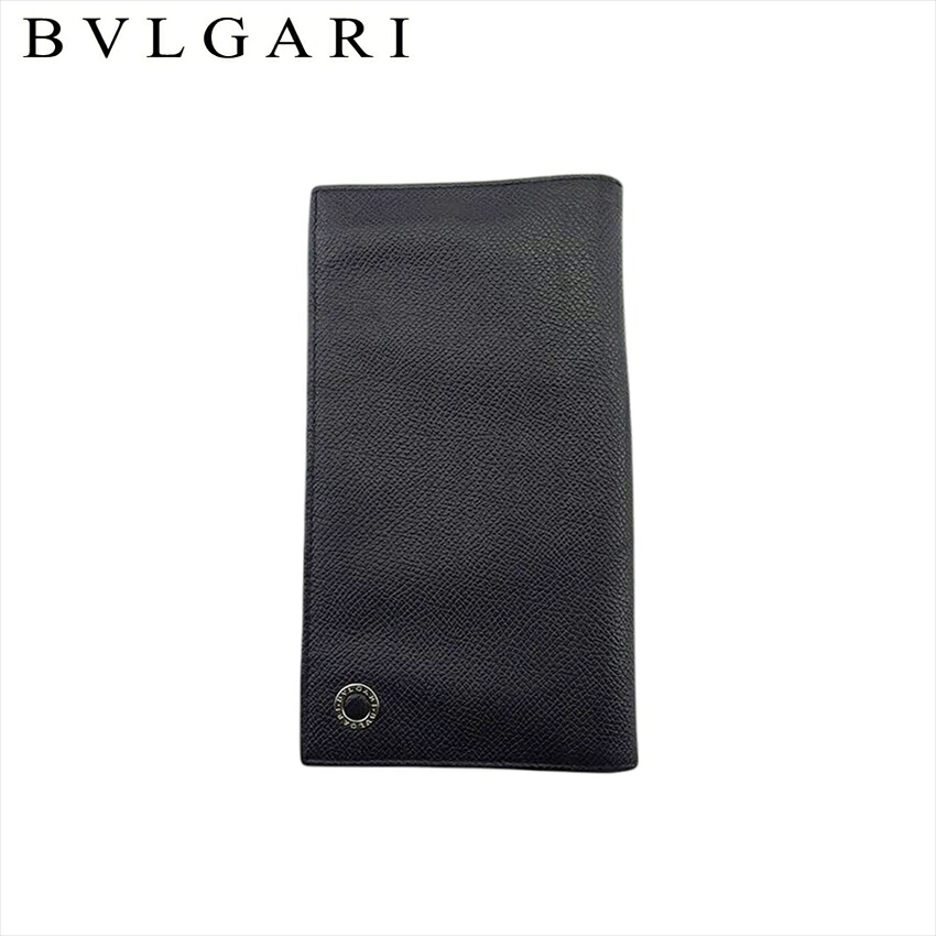 【新生活応援★29％OFFクーポン】【中古】 ブルガリ 二つ折り 財布 長財布 メンズ可 ブルガリブルガリ ブラック ライトブルー レザー BVLGARI T22005 ブランド ハイブランド ヴィンテージ 送料無料