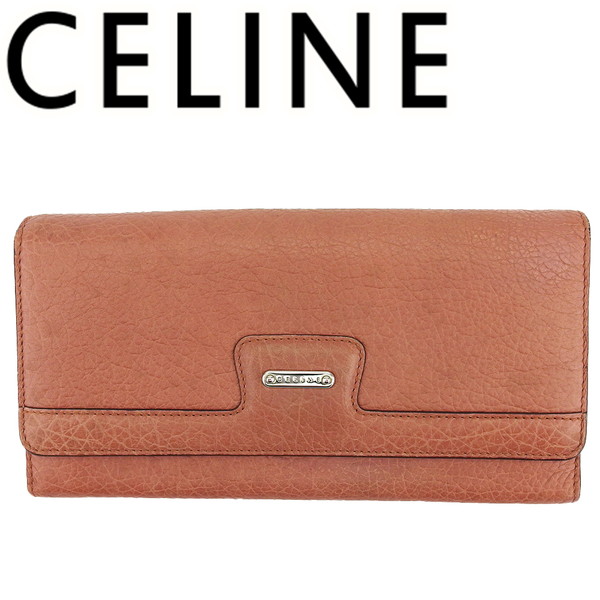 【新生活応援★29％OFFクーポン】【中古】 セリーヌ 長財布 ロング ウォレット レディース コーラルピンク レザー CELINE C4672 ブランド ハイブランド ヴィンテージ 送料無料