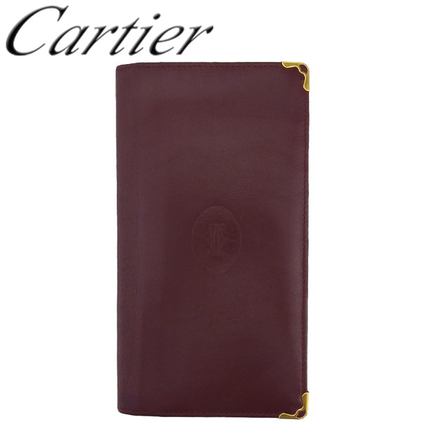【新生活応援★29％OFFクーポン】【中古】 カルティエ 長札入れ 長財布 レディース マストライン ボルドー×ゴールド レザー×ゴールド素材 Cartier T23482 ブランド ハイブランド ヴィンテージ 送料無料