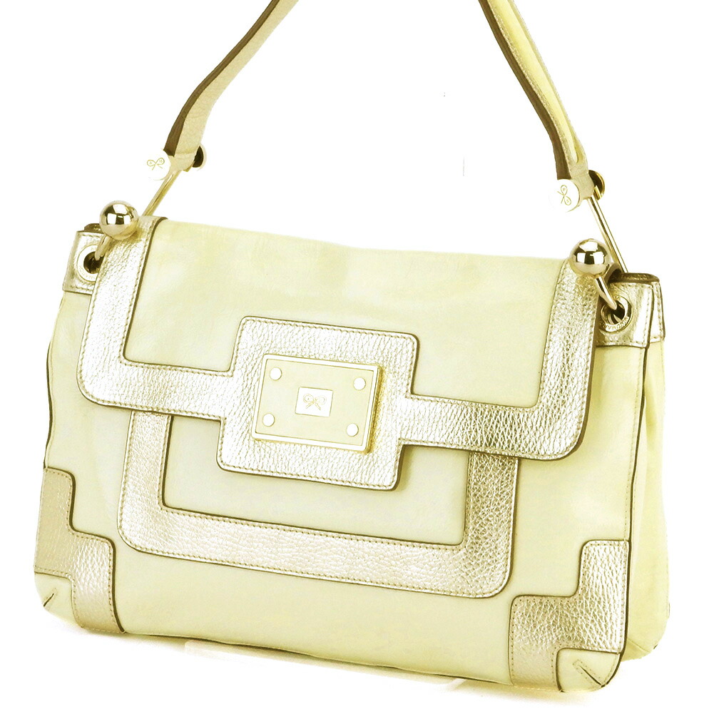 Anya Hindmarch カーカー 2wayショルダーバッグ ベージュ 本革 アニヤハインドマーチ 廃盤品 カーカー 2way レザーバッグ