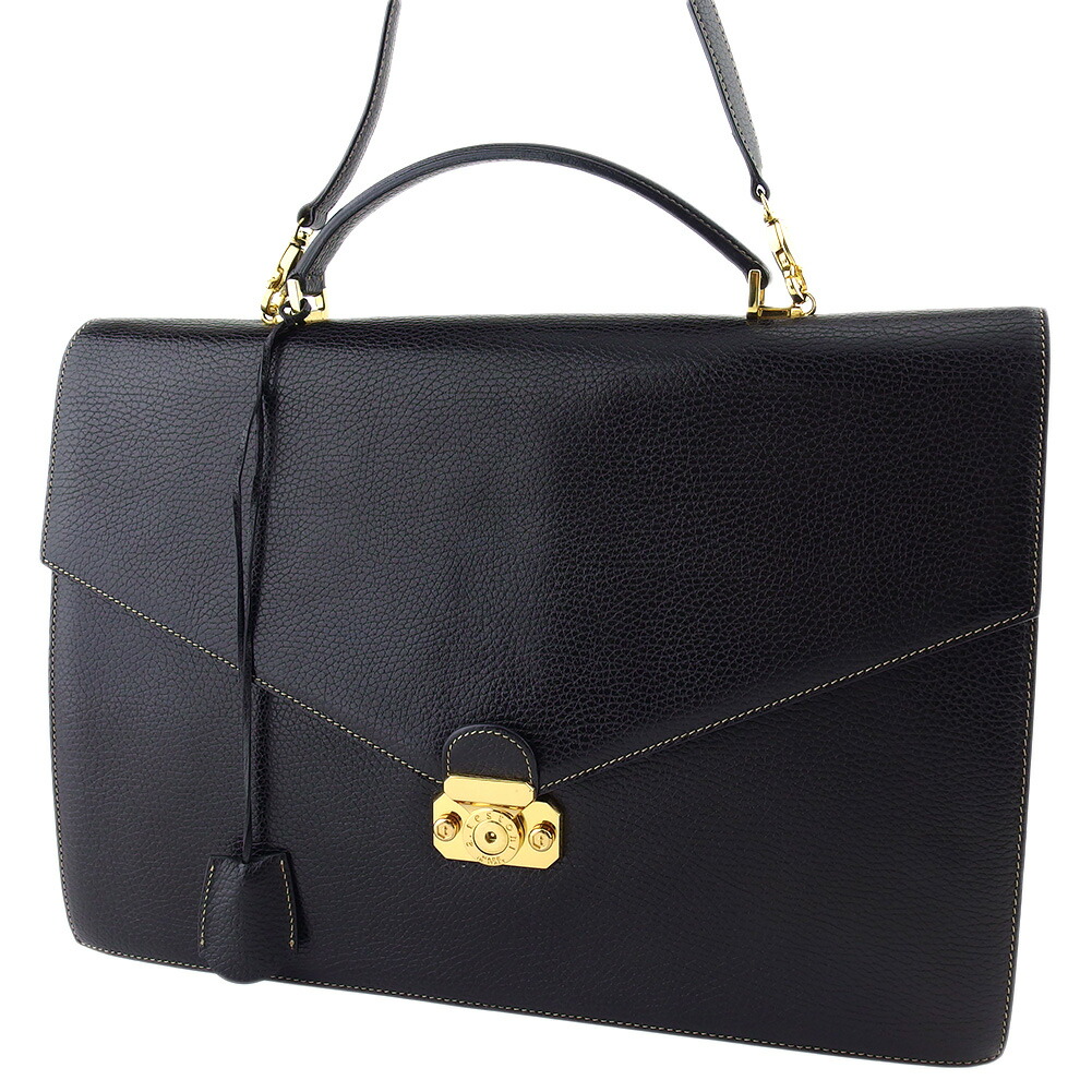 【Fashion Special Fair★24％OFFクーポン】ア テストーニ ビジネスバッグ ハンドバッグ バッグ レディース メンズ 2WAYショルダー ロゴ ブラック ゴールド レザー a.testoni t19346s 【中古】 ブランド ハイブランド ヴィンテージ 送料無料