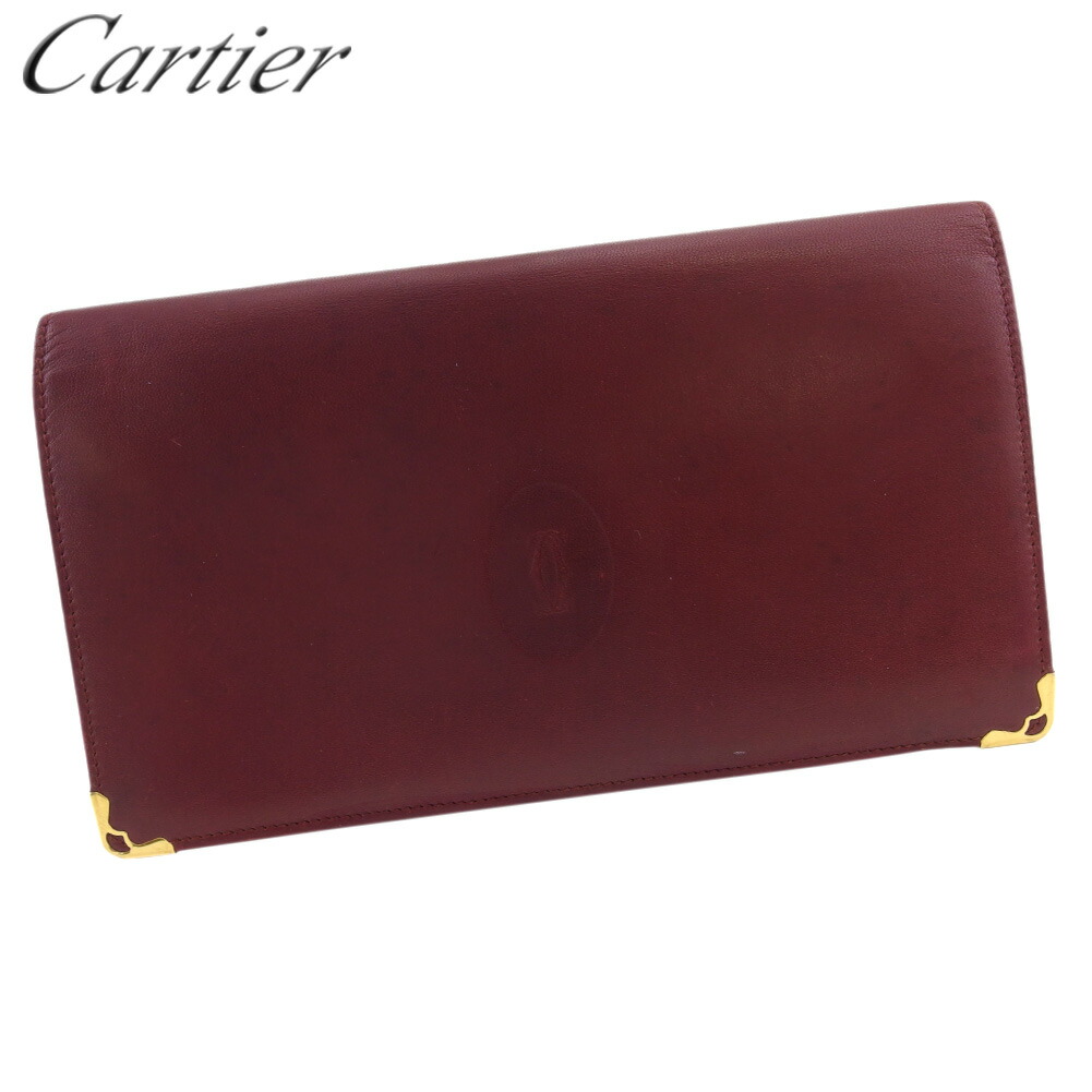 【30%OFFクーポン】カルティエ 長財布 ブランド財布 さいふ がま口 ファスナー付き 財布 レディース メンズ ボルドー ゴールド レザー マストライン l3558 【中古】 ブランド ハイブランド ヴィンテージ 送料無料|ブランドデポ TOKYO
