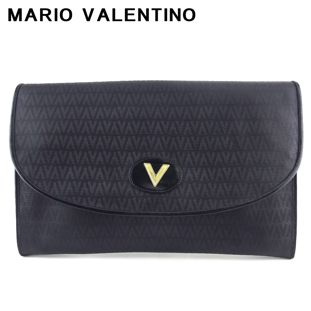 【30%OFFクーポン】マリオ ヴァレンティノ クラッチバッグ ブランドバッグ バック セカンドバッグ レディース メンズ ブラック ゴールド PVC×レザー Vマーク l3570 【中古】 ブランド ハイブランド ヴィンテージ 送料無料|ブランドデポ TOKYO