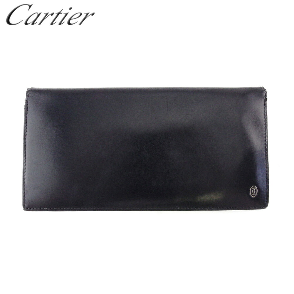 【決算前SALE★50％OFFクーポン】カルティエ 長札入れ ブランド長札入れ 長札入れ 札入れ メンズ ブラック シルバー レザー パシャ l3661 【中古】 ブランド ハイブランド ヴィンテージ 送料無料 22,123円