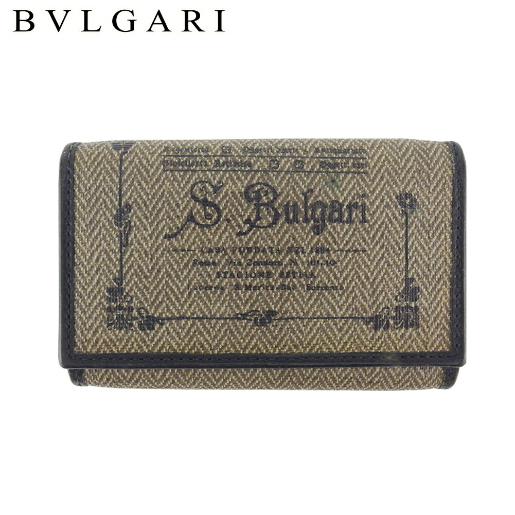 【お買い物マラソン★30％OFFクーポン】ブルガリ キーケース 6連キーケース レディース メンズ コレツィオーネ ヘリンボーン グリーン ブラウン ブラック コーティングキャンバス×レザー BVLGARI L3736 【中古】 ブランド ハイブランド ヴィンテージ 送料無料