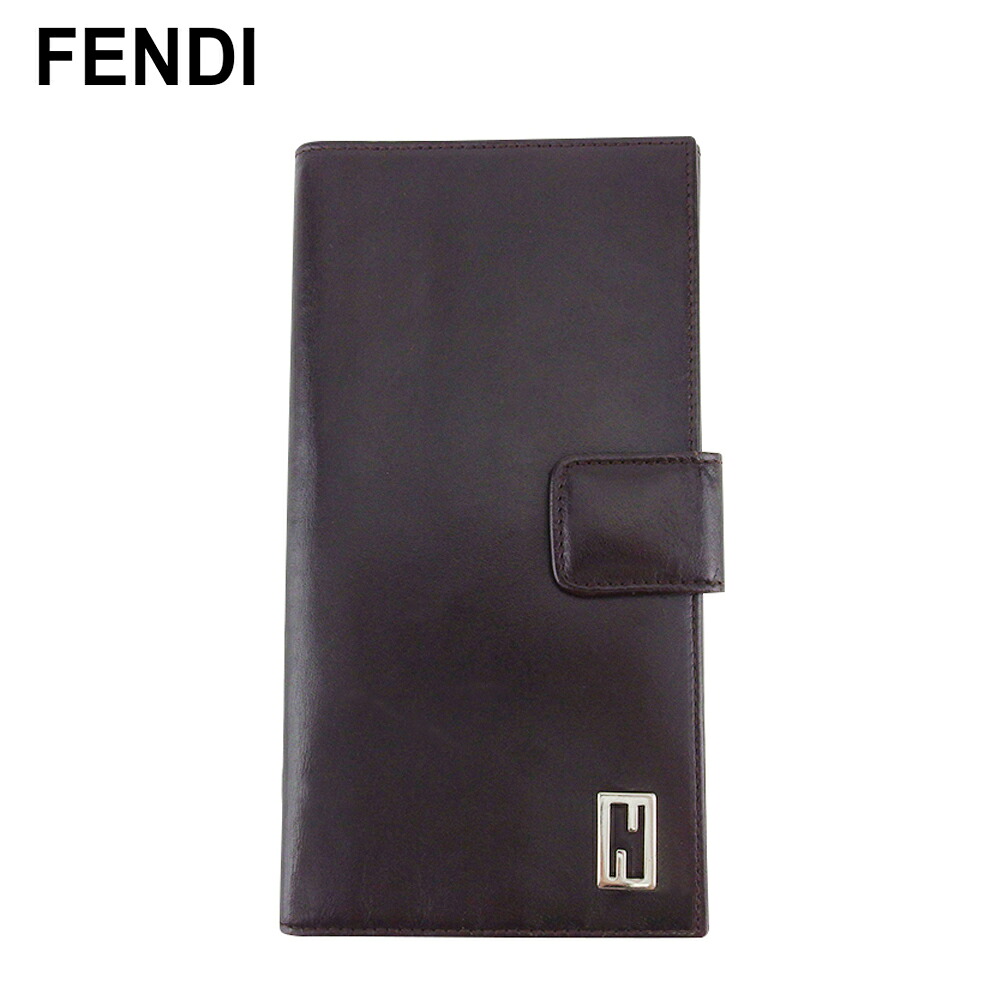 【お買い出しマラソン★30％OFF引き換え証】フェンディ 長札入れ W引っ掛かり 札入れ レディース メンズ FF一皿 赤銅色 しろがね色 なめし革 FENDI L3743 【中古】 ブランド名 ご機嫌ブランド名 ヴィンテージ 貨物輸送無料 財布・ケース-レディース財布