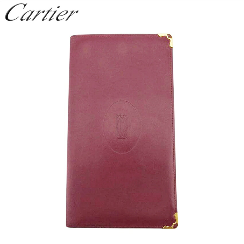 【百貨店SALE★最大限度50％OFF】カルティエ 長紙入れ ブランド名長紙入れ 長紙入れ 紙入れ レディース メンズ ボルドーワイン ゴールド なめし革 船檣伝達ルート 【中古】 t21591 ブランド名 ご機嫌ブランド名 ヴィンテージ 貨物輸送無料