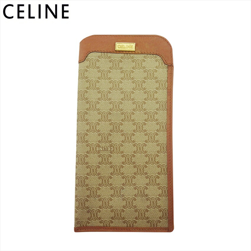 CELINE ブラウン レザーポーチ ドットパターン CELINE セリーヌ スモール トイレットポーチ / トリオンフ