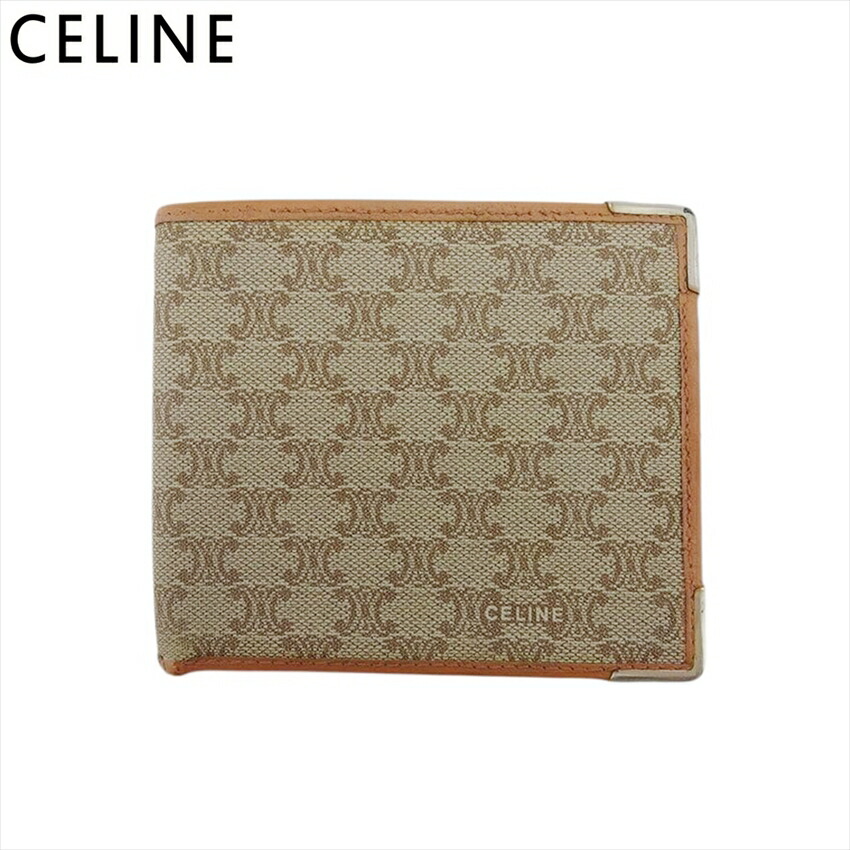 美品 CELINE セリーヌ 二つ折り財布 がま口 マカダム PVC レザー CELINE セリーヌ 二つ折り財布 マカダム PVC/レザー ブラウン