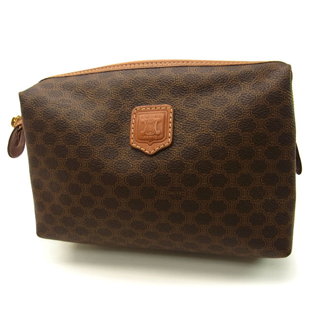 中古 コーチ スーパー セリーヌ Celine セカンドバッグ スクエアポーチ マカダム レディース メンズ ブラウン ライトブラウン Mc 97 2クリスマス プレゼント バック ブランド 人気 収納 在庫一掃 1点物 兼用 男性 女性 良品 G308 ブランドデポ Tokyoセカンド バッグ