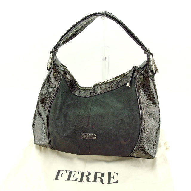 【30％OFFクーポン】ジャンフランコフェレ ショルダーバッグ バック ワンショルダー ブラウン系 ハラコ&times;レザー GIANFRANCO FERRE 【ジャンフランコフェレ】 l1112s 【中古】 ブランド ハイブランド ヴィンテージ 送料無料｜ブランドデポ TOKYO