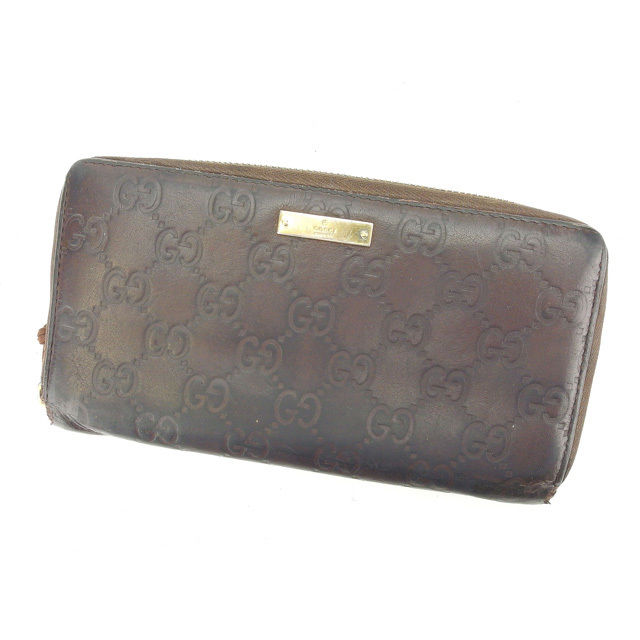 Gucci グッチシマ ブラウンレザー長財布 GUCCI ラウンドファスナー長財布 グッチシマ レザー ブラウン