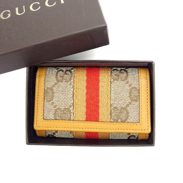 完売 のgucci キーケース レディース 6連キーケース Gucci フェンディ シェリーライン レディース 中古 Tokyoキーケース グッチ グッチ ベージュ ブラウン レッド系 T ブランドデポ 6連キーケース シェリーライン 人気
