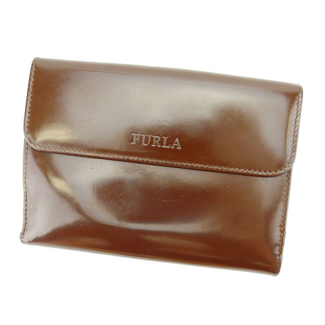 【美品】FURLA　フルラ　レザー　鳥　三つ折り財布 　コンパクトウォレット 美品】FURLA フルラ レザー 鳥 三つ折り財布 コンパクト