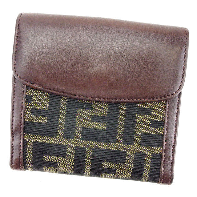 極美品✨フェンディ 長財布 ズッカ柄 キャンバス レザー ブラウン 箱付き FENDI フェンディ 長財布 ズッカ柄 キャンバス×レザー ブラウン