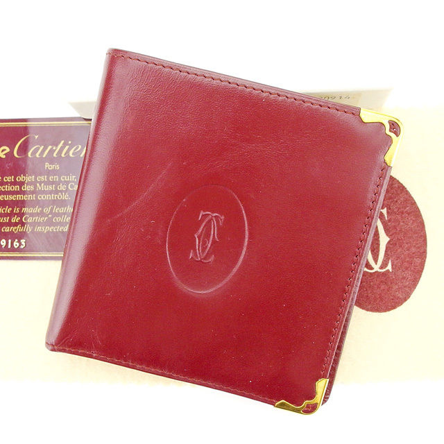 【楽天市場】サイバーマンデーセール】カルティエ 二つ折り財布 財布 マストライン ボルドー レザー Cartier 二つ折りサイフ 財布