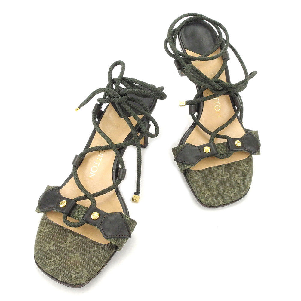 【Fashion Special Fair★29％OFFクーポン】ルイ ヴィトン LOUIS VUITTON サンダル 靴 シューズ レディース #34 グリーン エナメルレザー 【ルイ・ヴィトン】 T4992 【中古】 ブランド ハイブランド ヴィンテージ 送料無料