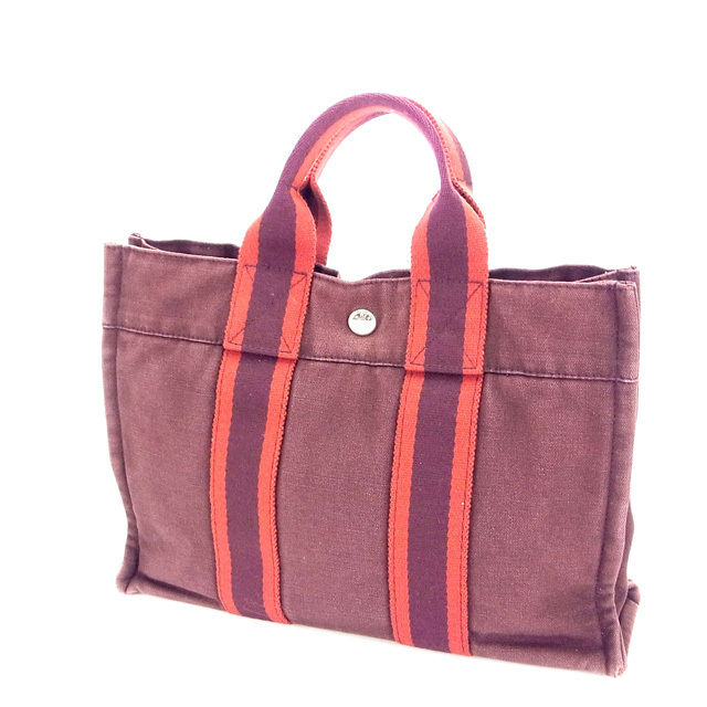 HERMES エルメス フールトゥ キャンバス トートバッグ パープル レディ HERMES エルメス フールトゥ キャンバス トートバッグ パープル