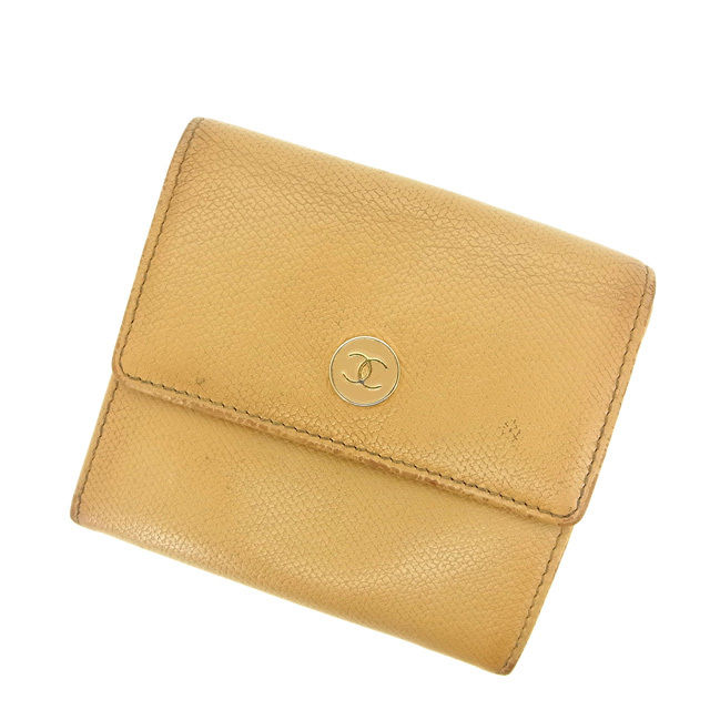 【Fashion Special Fair★24％OFFクーポン】シャネル Wホック財布 ココボタン ベージュ CHANEL 【シャネル】 t14963s 【中古】 ブランド ハイブランド ヴィンテージ 送料無料