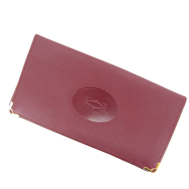 【Fashion Special Fair★29％OFFクーポン】カルティエ 長札入れ マストライン ボルドー Cartier 【カルティエ】 t15210s 【中古】 ブランド ハイブランド ヴィンテージ 送料無料