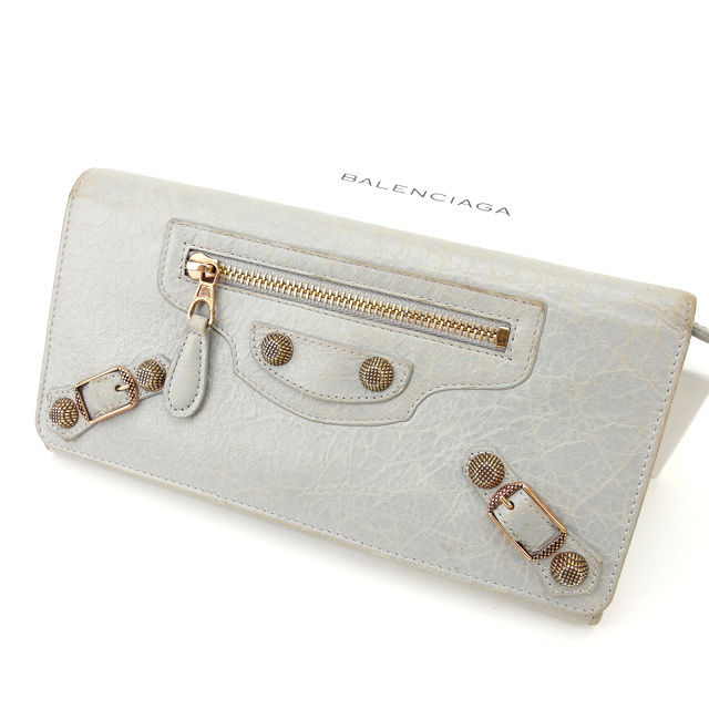 【新生活応援★29％OFFクーポン】バレンシアガ 長財布 ブランド財布 さいふ グレー 【中古】 t15305 ブランド ハイブランド ヴィンテージ 送料無料