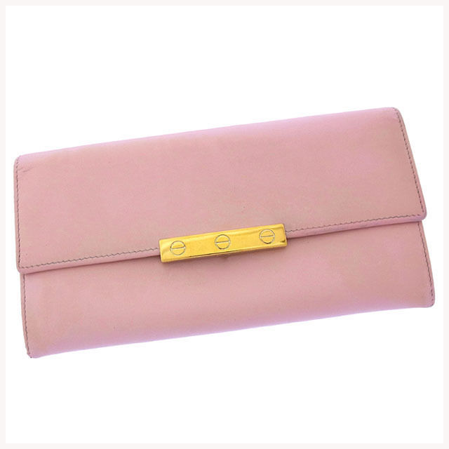 ✨極上美品✨　カルティエ　三つ折り財布　ラブコレクション　レザー　箱付き　ピンク Cartier - カルティエ ラブコレクション レザー 三つ折り財布の