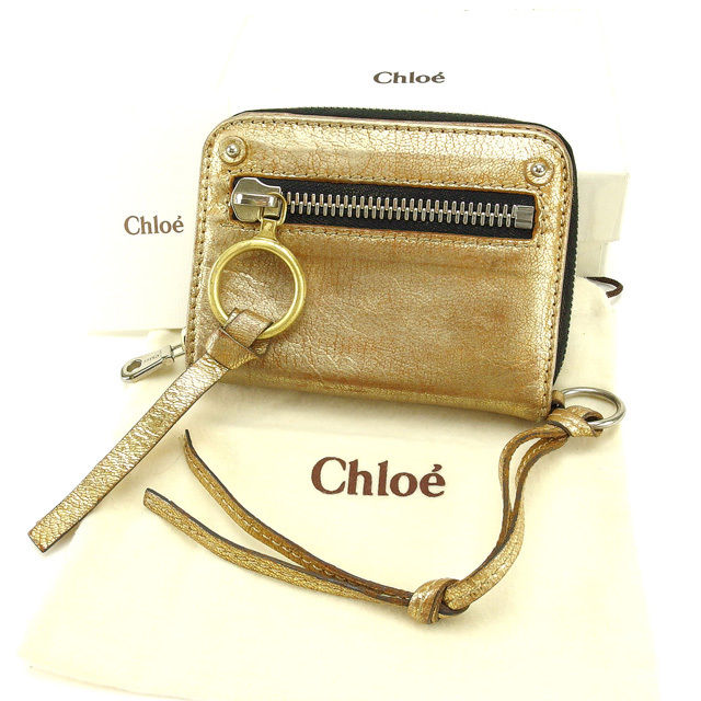 【お買い物マラソン★30%OFFクーポン】クロエ 二つ折り財布 ラウンドファスナー ゴールド Chloe 【クロエ】 t15580s 【中古】 ブランド ハイブランド ヴィンテージ 送料無料