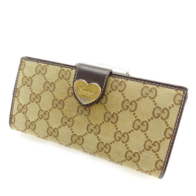 【お買い物マラソン★30％OFFクーポン】グッチ 長財布 Wホック ＧＧキャンバス ブラウン×ベージュ GUCCI 【グッチ】 t14650s 【中古】 ブランド ハイブランド ヴィンテージ 送料無料 18,214円