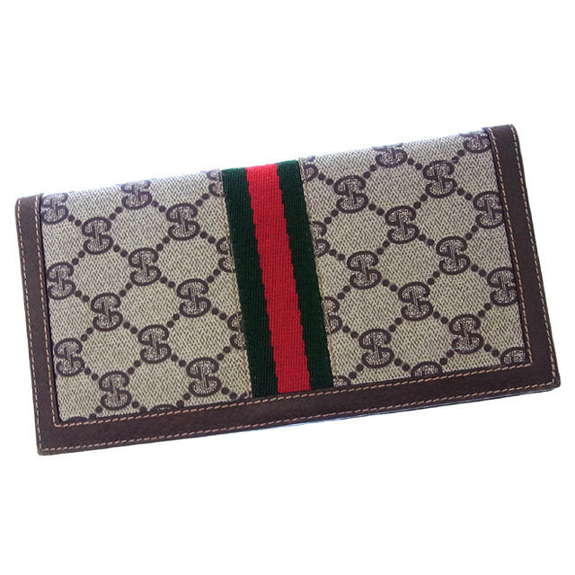 極美品　GUCCI グッチ　折り財布　レザー×キャンバス　GG柄　シェリーライン GUCCI （新品・未使用品）グッチ ウェブ シェリーライン 二