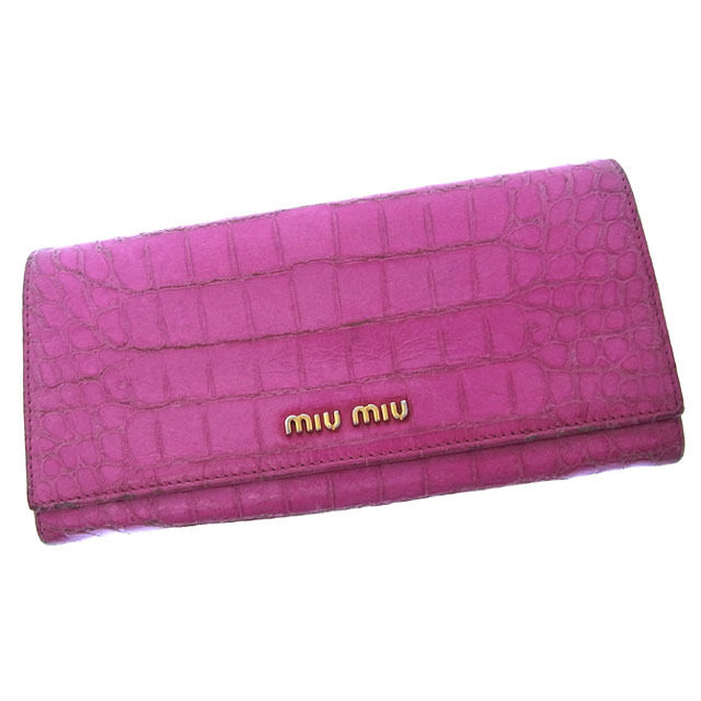 miumiu クロコ型押しがま口財布 楽天市場】ミュウミュウ 財布 miu miu クロコ型押しレザー