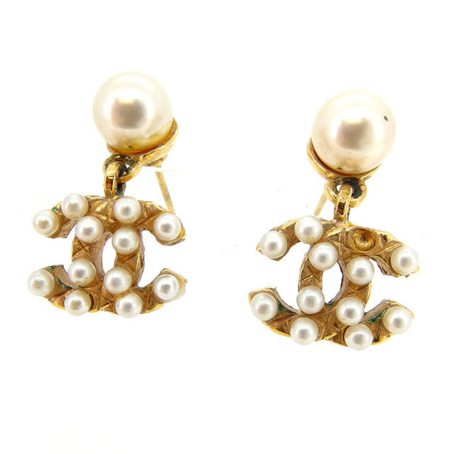 【お買い物マラソン★30％OFFクーポン】シャネル CHANEL ピアス アクセサリー レディース ゴールド&times;パール 【シャネル】 T14562 【中古】 ブランド ハイブランド ヴィンテージ 送料無料｜ブランドデポ TOKYO