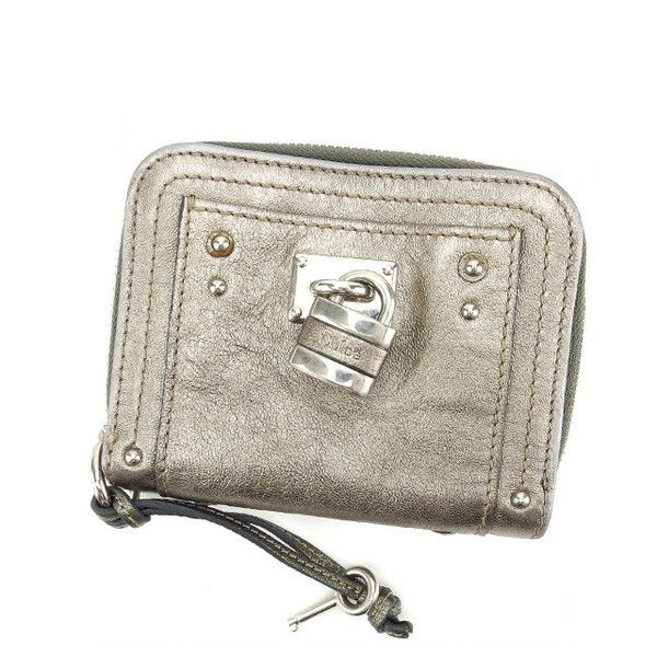 【Fashion Special Fair★29％OFFクーポン】クロエ 二つ折り財布 ラウンドファスナー カデナ＆キー付き バティントン シルバー系 Chloe 【クロエ】 t14278s 【中古】 ブランド ハイブランド ヴィンテージ 送料無料