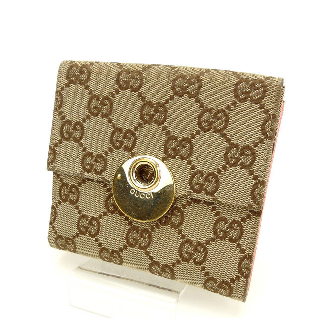 グッチ 二つ折り財布 エクリプス ゴールド金具 Wホック ピンク 120932 GUCCI グッチ Wホック 財布 二つ折り レディース ハートプレート
