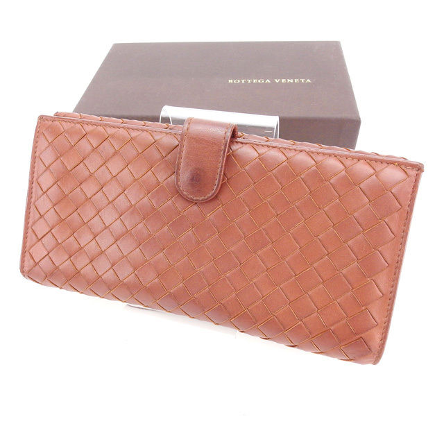 【お買い物マラソン★30％OFFクーポン】ボッテガ ヴェネタ 長財布 Wホック イントレチャート ブラウン BOTTEGA VENETA 【ボッテガ・ヴェネタ】 t11772s 【中古】 ブランド ハイブランド ヴィンテージ 送料無料