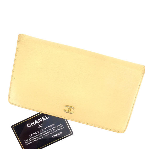【土日BIG SALE★27％OFF引き換え証】シャネル 長紙入れ ブランド名紙入れ さいふ 逃げ道 夏 作目 ベージュ ココボタン 貨物輸送無料 【中古】 t15328 ブランド名 ご機嫌ブランド名 ヴィンテージ 貨物輸送無料